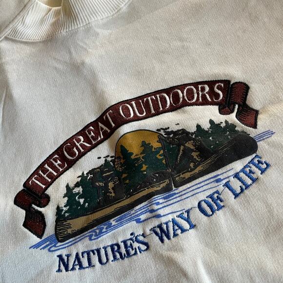 NWT Vintage The Great Outdoors Nature’s Way of Life Sweatshirt Mens XL 90s White - Picture 4 of 12